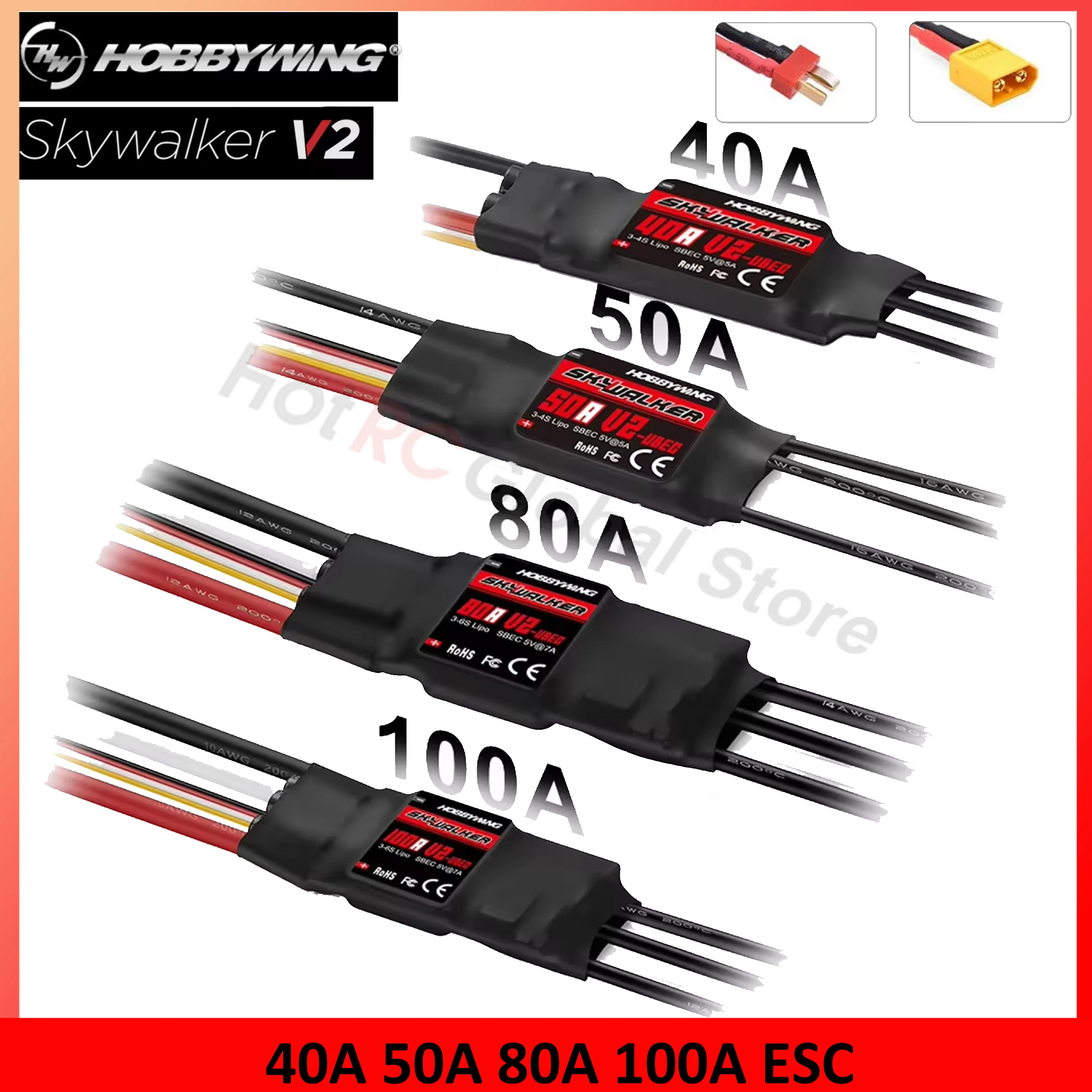 Brushed Drone Motor - Hobbywing Skywalker ชุด V2 80A 50A