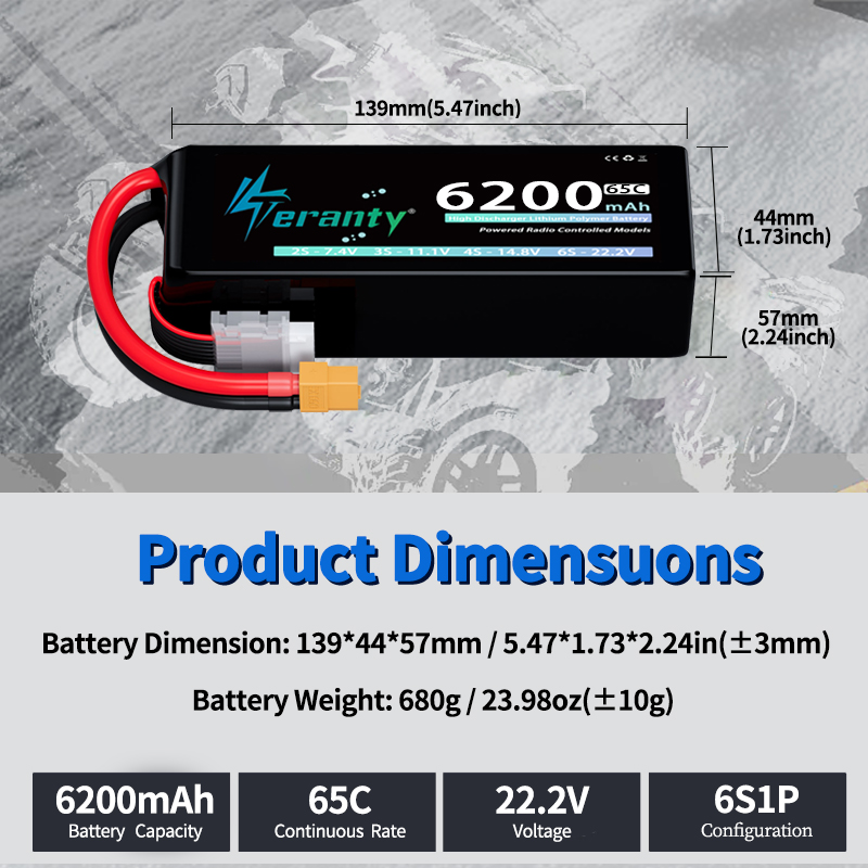 แบตเตอรี่ลิโพ TERANTY 6S 6200m - Lipo Battery 6S บทวิจารณ์และราคา