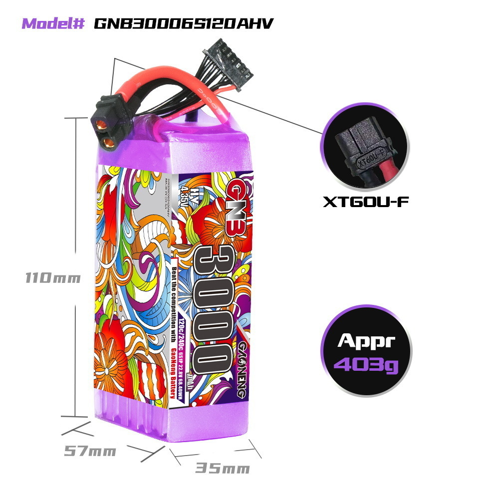 แบตเตอรี่ลิโพ GNB 6S 22.8V 300 - Lipo Battery 6S บทวิจารณ์และราคา